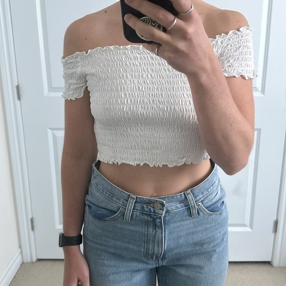 White Off-shoulder Top - Picture 2 of 5